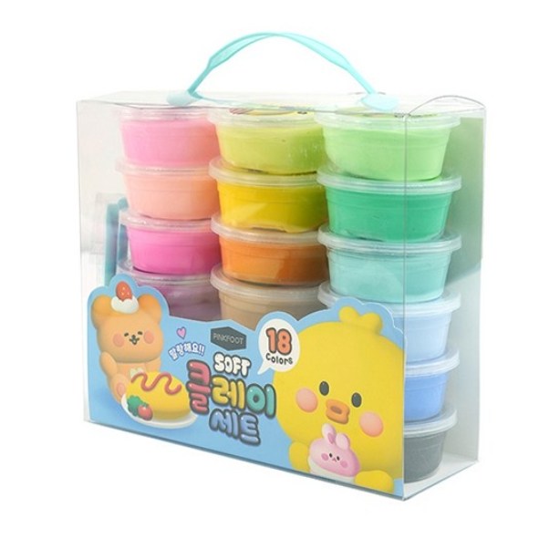 핑크풋 소프트 클레이 18색 세트, 혼합색상, 358g, 1세트